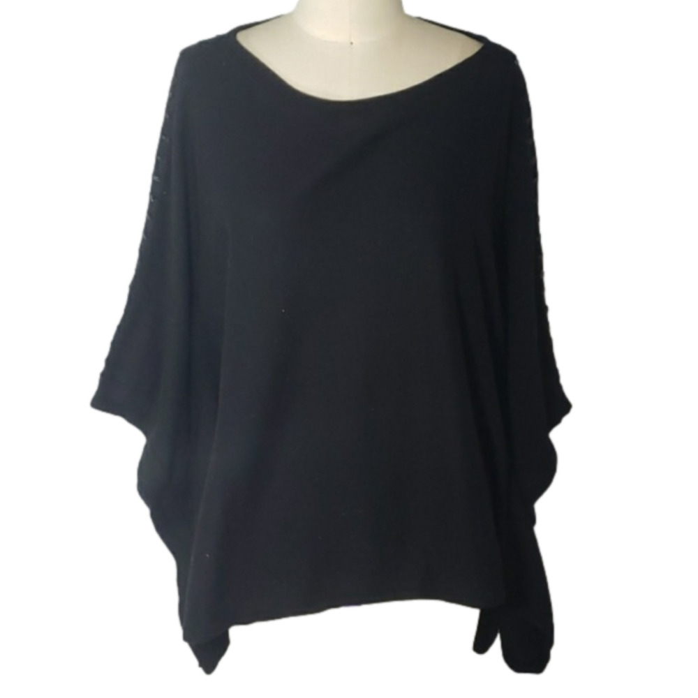 Women's ECRU Woven Leather Accented Shawl Sweater Small